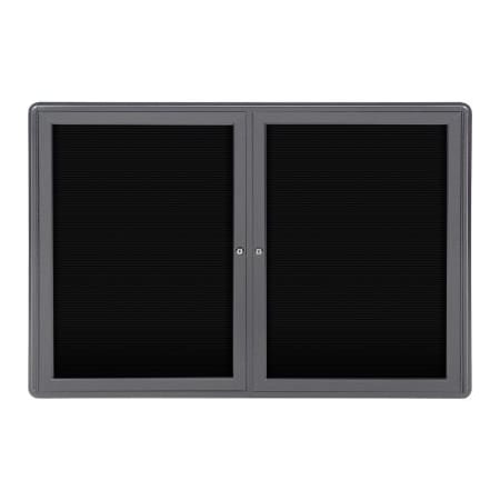 Ghent Ghent Ovation Letter Board - Indoor - 2 Door - Black w/Gray Frame - 47"W x 34"H OVG2-BBK